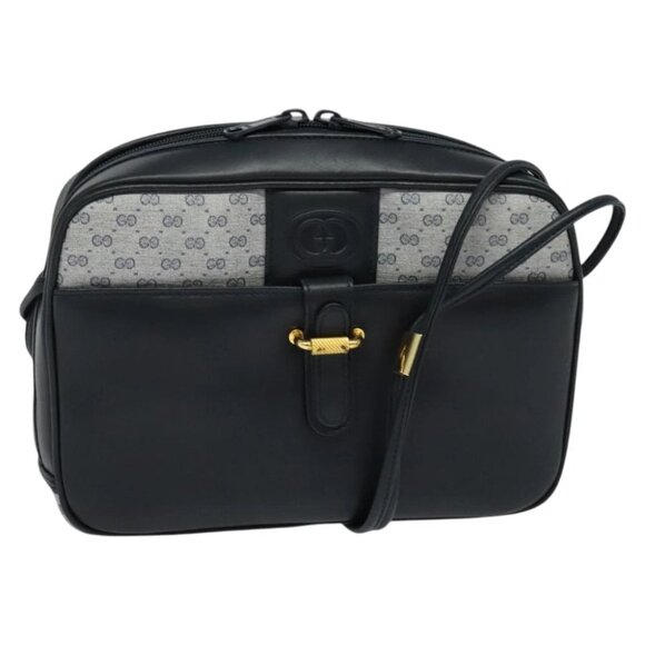GUCCI Micro GG Supreme Shoulder Bag PVC Navy Gold Auth BA2395 - Picture 1 of 14
